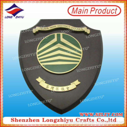 HK Souvenir Metal Casting Metal Plate Wooden Plaque OEM Awards Plaque Lzy-P002